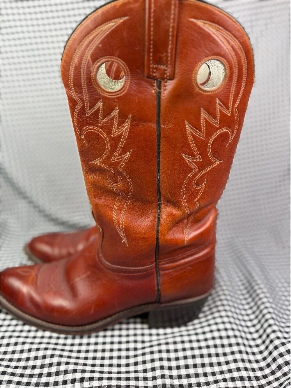 Vintage Acme Cowboy Boots Mens 12 D Brown Leather Western Pull On Rodeo USA